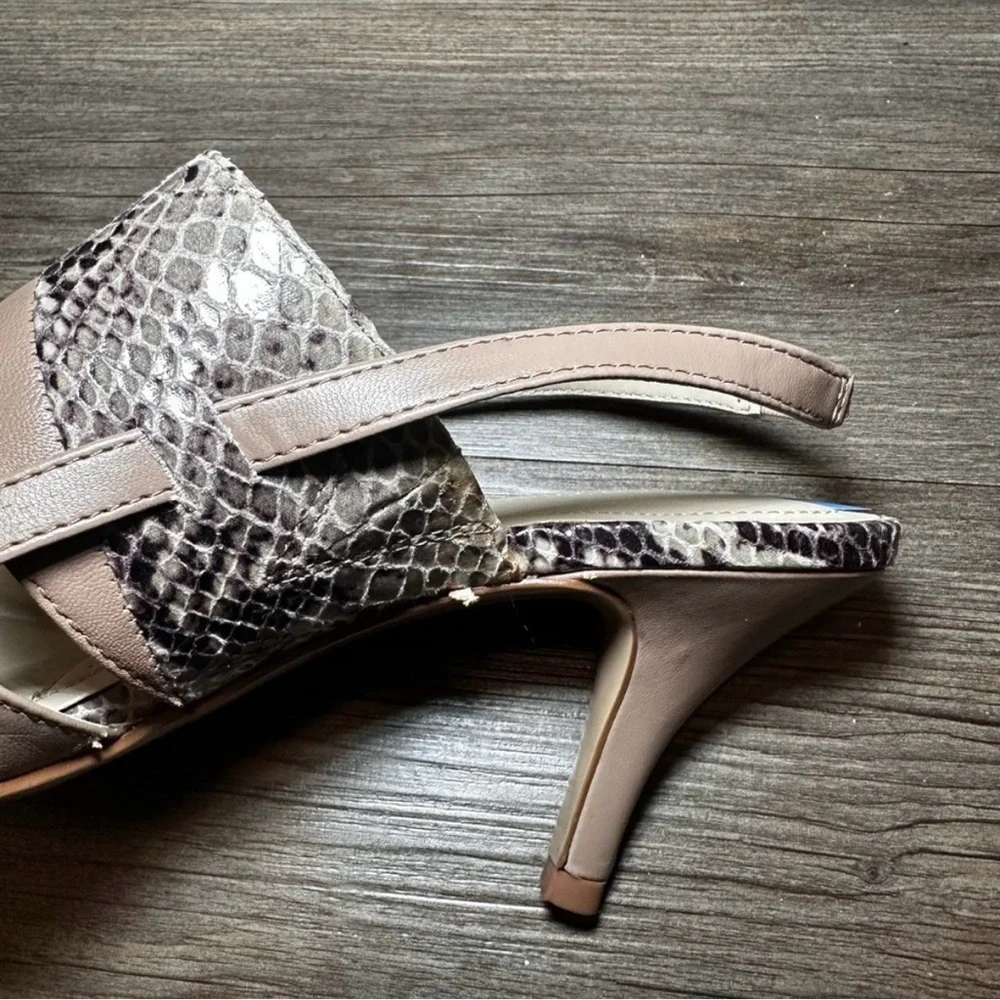🤎 Taupe ELLEN TRACY Sling Back Bello Heels - Size 7.5